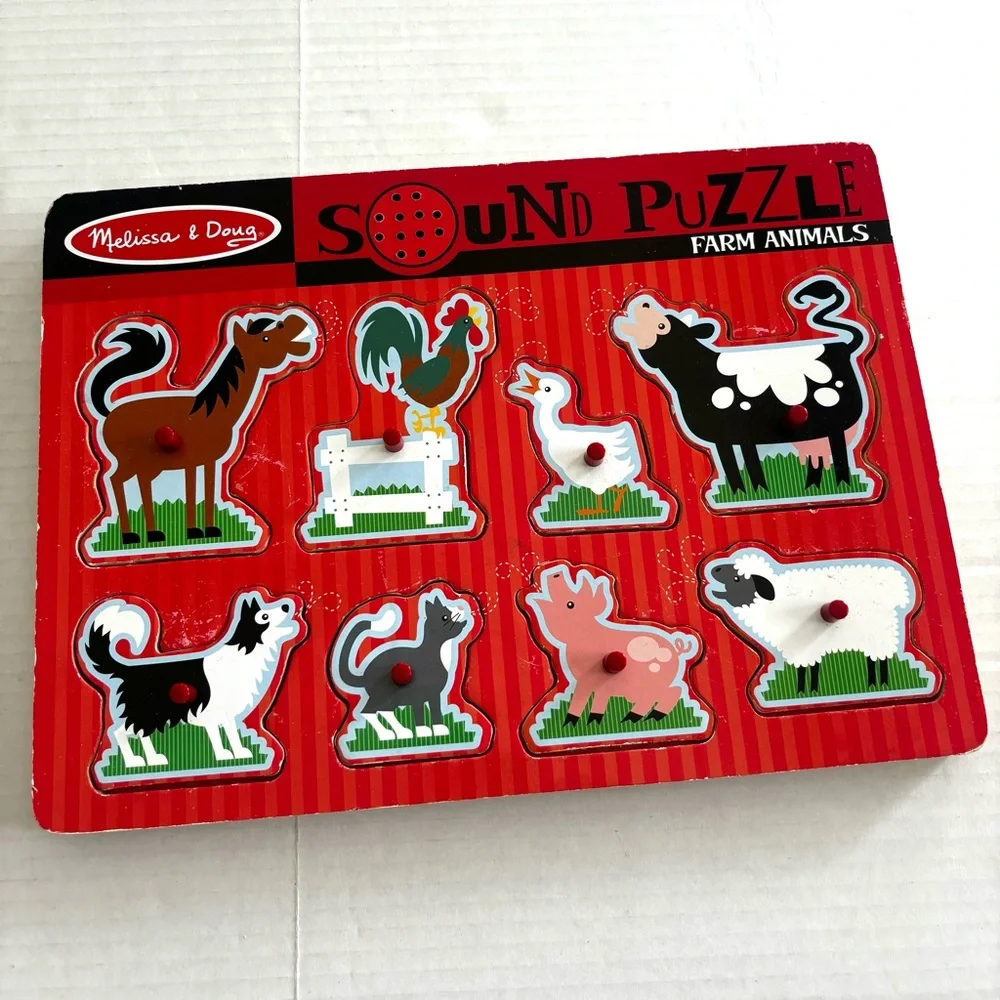 Melissa & Doug Wooden‎ Puzzles Bundle of 3 Hide & Seek Farm Sounds Hinged Doors